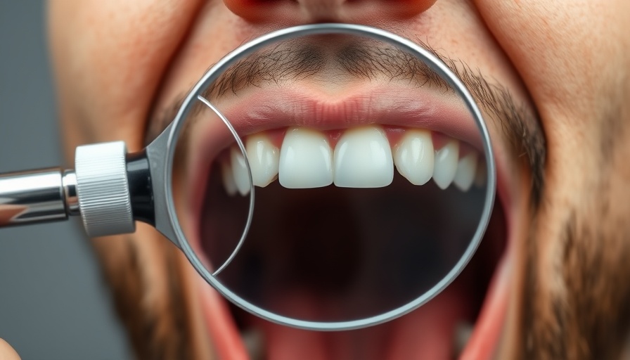Close-up dental exam showing teeth health, illustrating smoking and teeth discoloration.