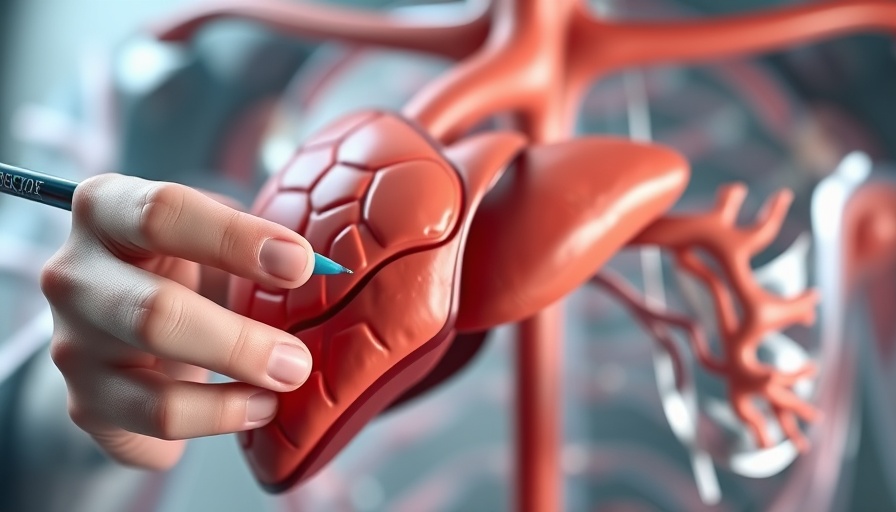 Close-up of hand with pen pointing at liver model, related to liver-related mortality risk in type 2 diabetes.