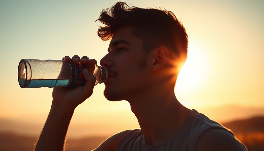 Silhouetted man under Heat Dome Midwest drinks water in intense sunlight.