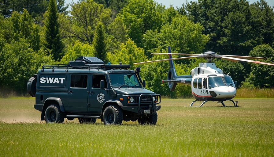 SWAT vehicle and air-care helicopter during Union SWAT standoff.