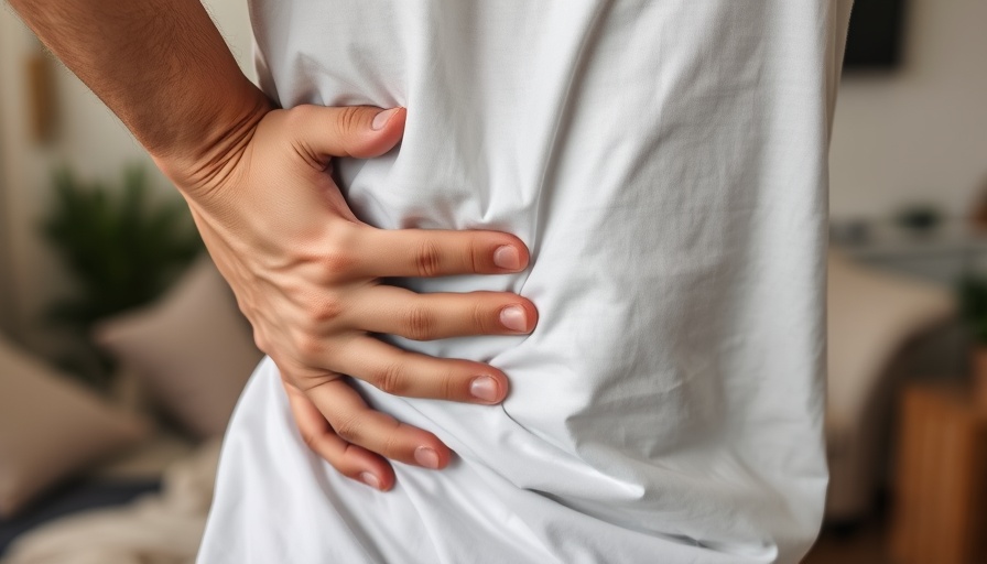 Person holding lower back, indicating need for non-surgical back pain treatment.