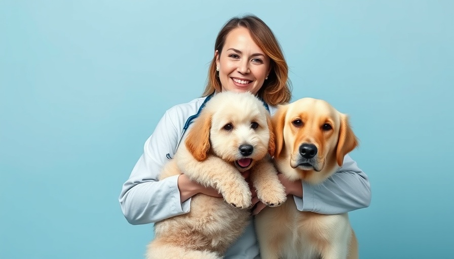 Veterinarian with dogs promoting natural remedies live stream.