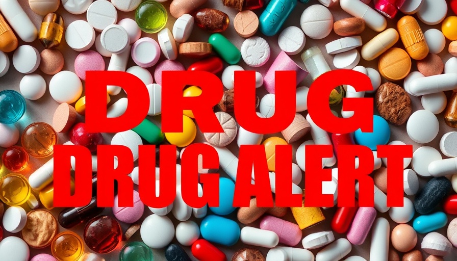 Vibrant assortment of pills with 'Drug Quality Assurance Failures' alert.