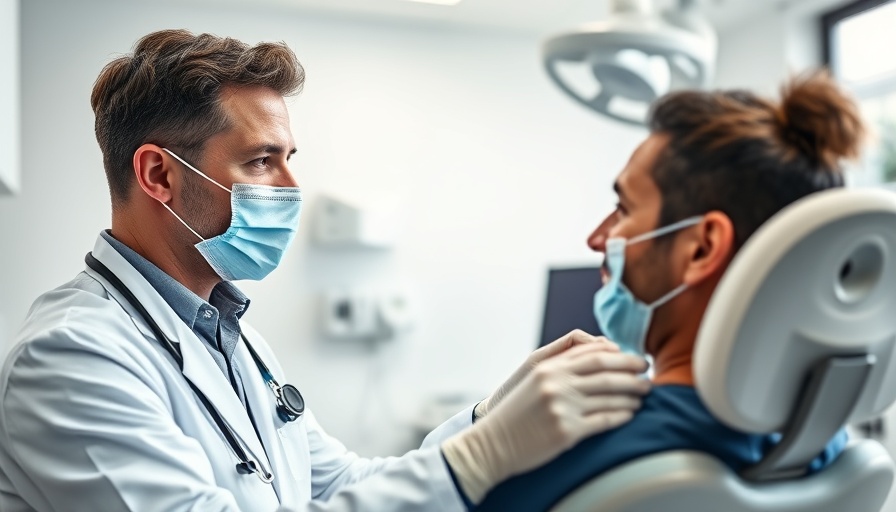 Dentist explaining new rules to patient in modern dental office
