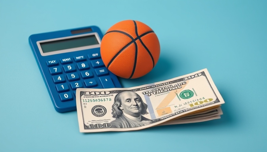 Calculator and basketball on money, symbolizing sports betting tax increases.