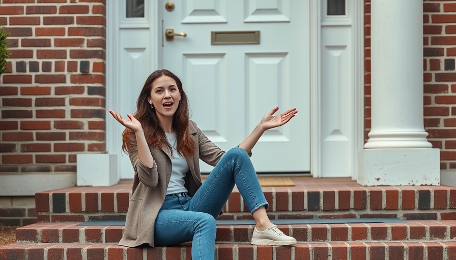 Woman discussing renovating a $2 million home on a brick porch.