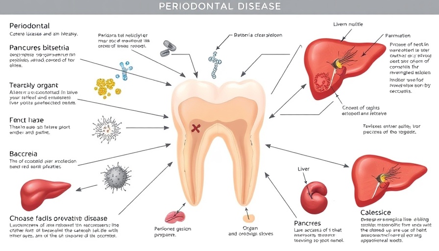 Diagram of periodontal disease linked to body organs.