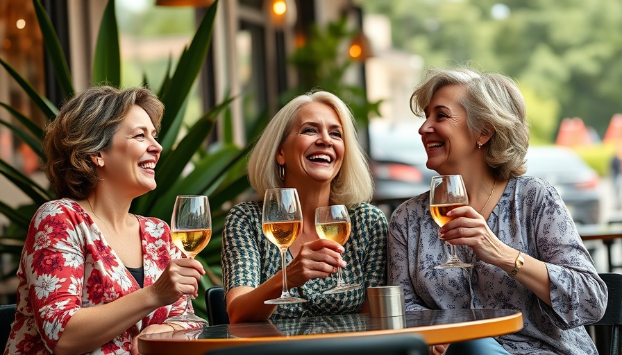 Mature women enjoying wine at James Beard Award-winning restaurant, outdoor setting.