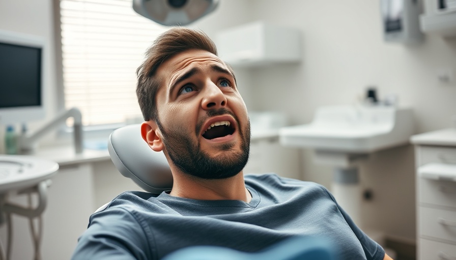 Fearful patient in dental office expressing anxiety.