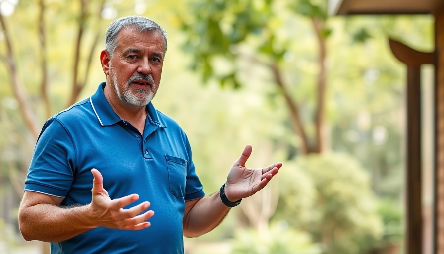 Middle-aged man engagingly explaining home improvement projects.