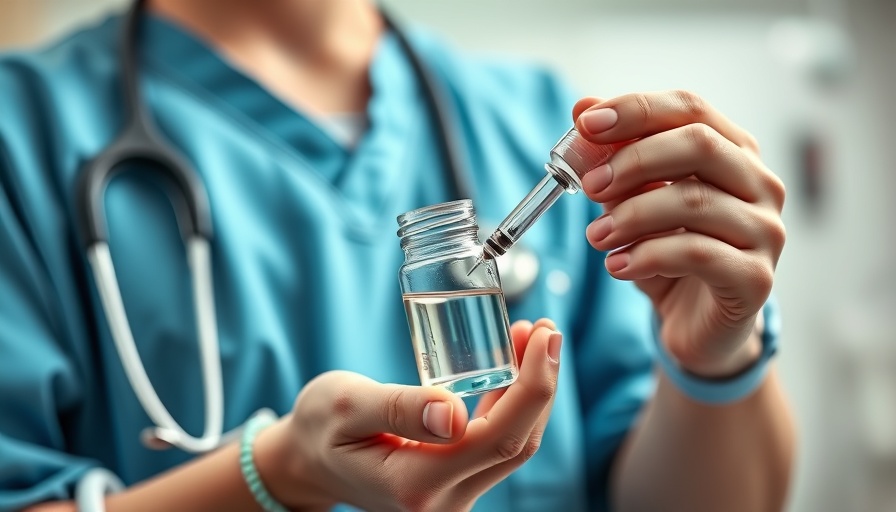 Veterinarian discusses pet vaccines and cancer risks, holding sample jar.