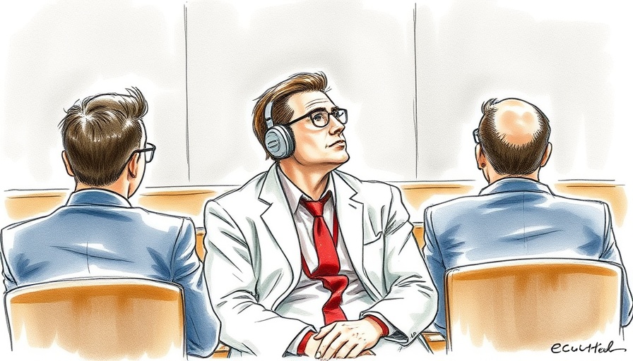 Artistic courtroom sketch of Kilmar Abrego Garcia deportation case.