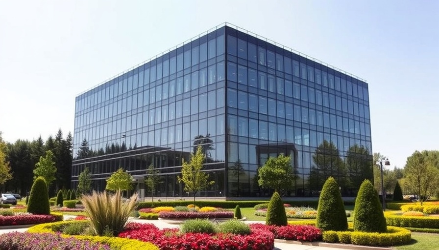 Modern office building, bright day, elder financial abuse context.