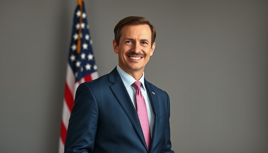 Professional man in suit with American flag, elder financial abuse prevention theme.