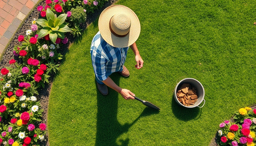 Gardener tending flowerbed in lush garden, focusing on conservation tips for summer landscaping.