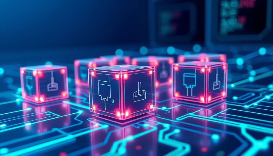 Illustration of data orchestration benefits with digital cubes on a circuit board