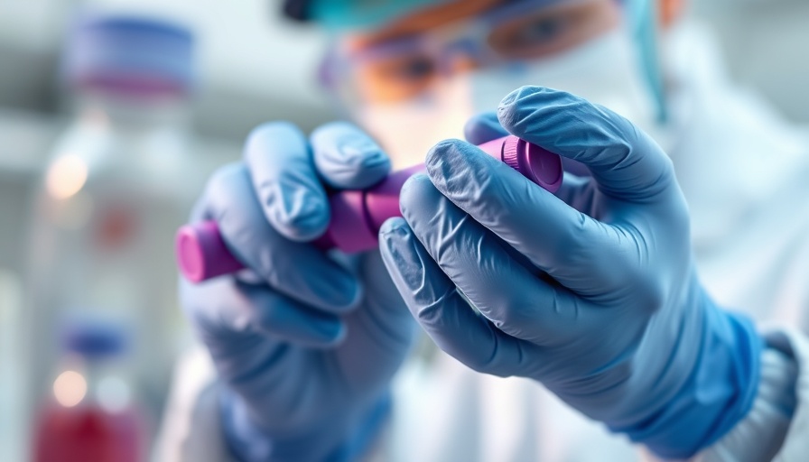 Laboratory technician handling test tubes related to burden of blindness and vision loss research.