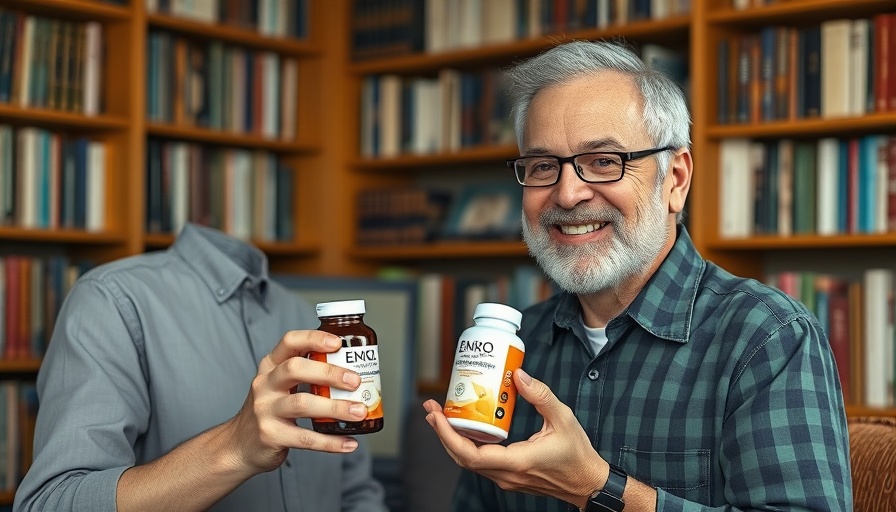 Man discussing natural cat allergy treatment supplement.