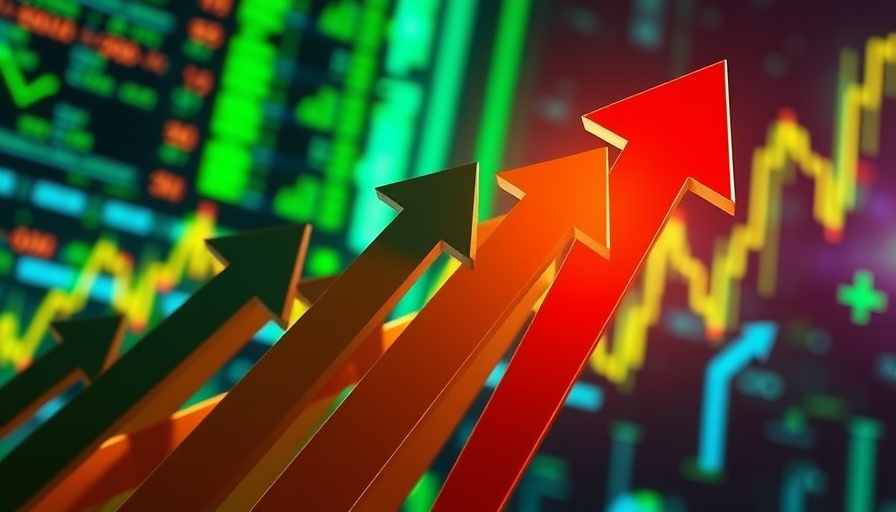 Dynamic arrows symbolizing S&P 500 and Nasdaq stock market trends.