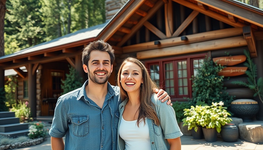 Couple enjoying a weekend getaway near a cozy cabin.