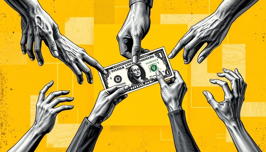 Abstract illustration of investment strategies with hands and dollar bill