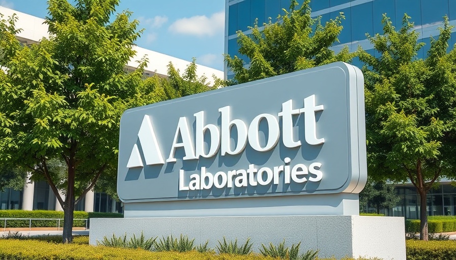 Abbott Laboratories sign surrounded by greenery.