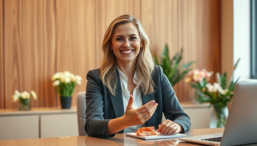 Professional woman discusses online mortgage scams in an office.