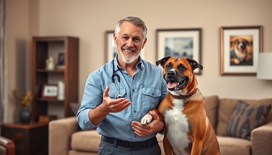 Pet training expert demonstrating dog techniques in living room.