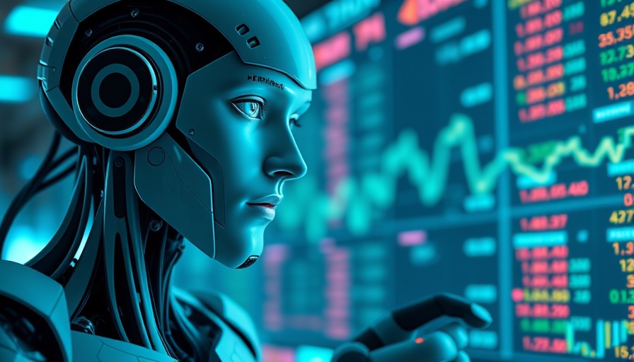 AI robot analyzing stock market data performance.
