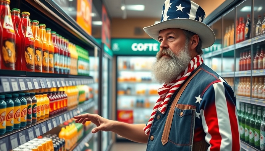 Man in patriotic outfit shopping in a store.