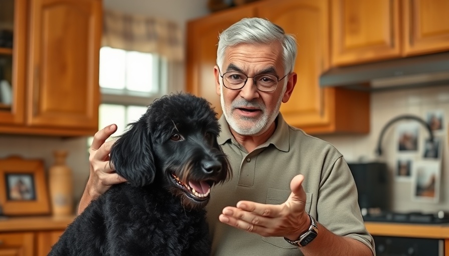 Explaining dog ear care with black poodle in cozy kitchen, white vinegar for dog ear problems.