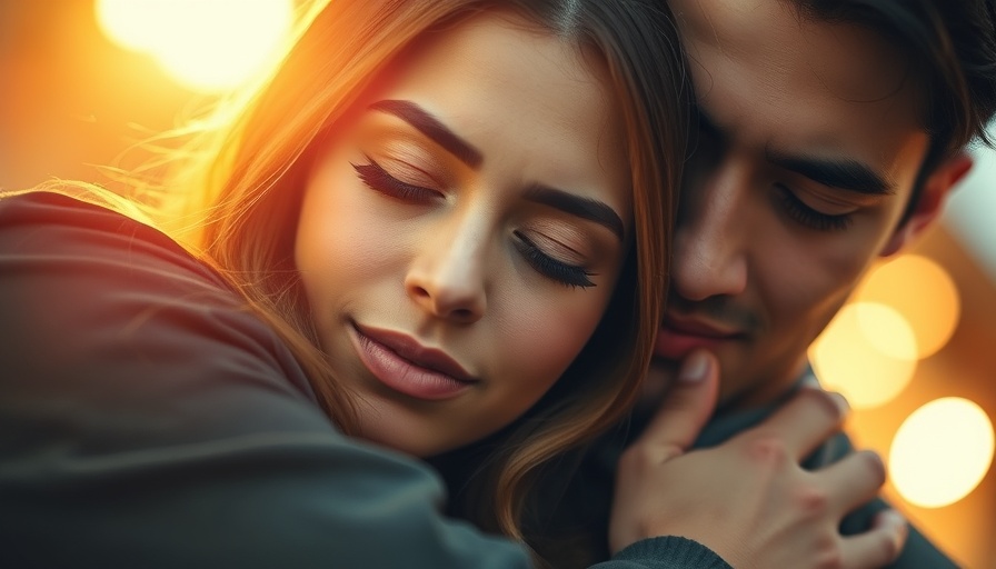 Intimate embrace in vibrant warm hues highlighting benefits of reading romance novels.