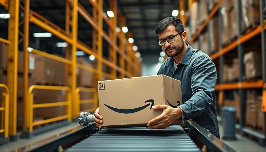 Amazon Resale Discounts: Worker handling package in warehouse.