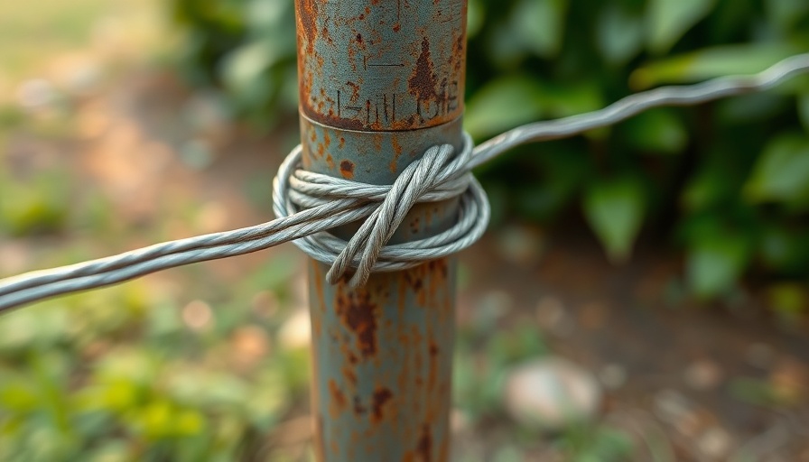 Securely fasten steel wire to rusty post outdoors