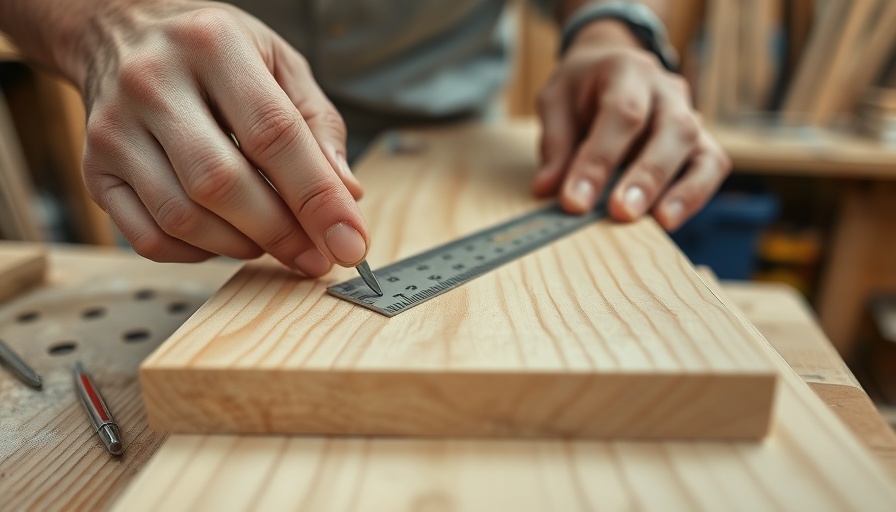 Carpenter marking wood for nail-free carpentry techniques