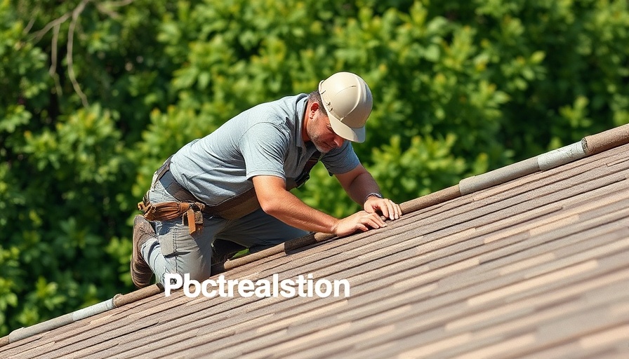 Professional roofer focused on roofing tips with text overlay