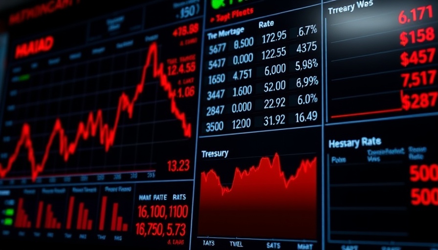 Market update display showing mortgage rates and trends, emphasizing that mortgages outperform.