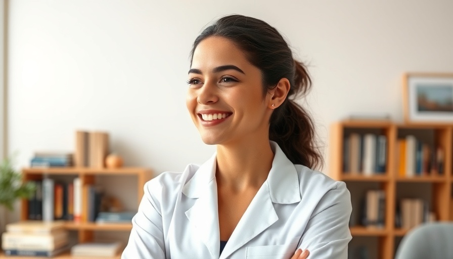 Woman in an office discussing sensitive skin care tips.