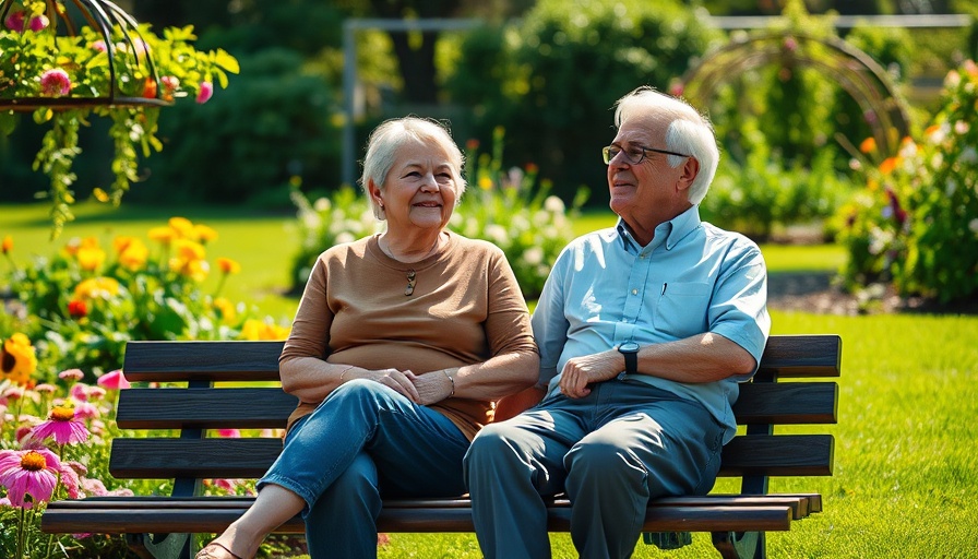 Older couple enjoying a tranquil garden view during retirement.