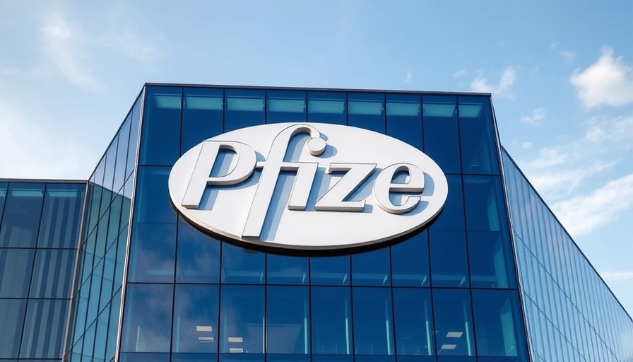 Corporate building with Pfizer logo reflecting Abrocitinib Phase III data acceptance.