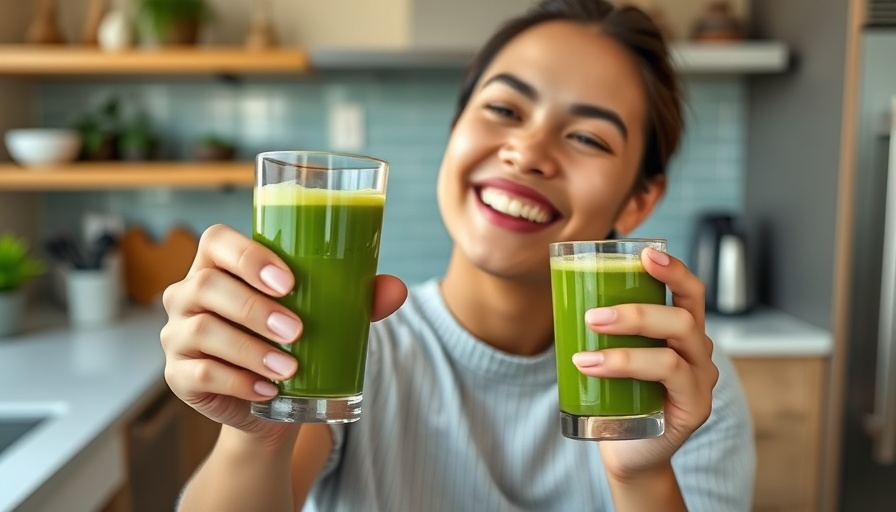 Matcha drink recipes showcased by a person in a modern kitchen.
