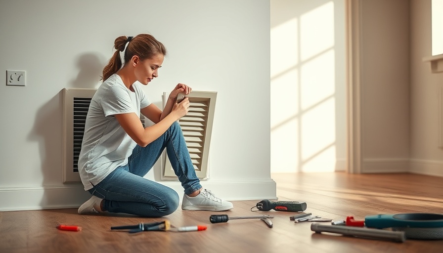 Woman updating air return vent cover in modern home.