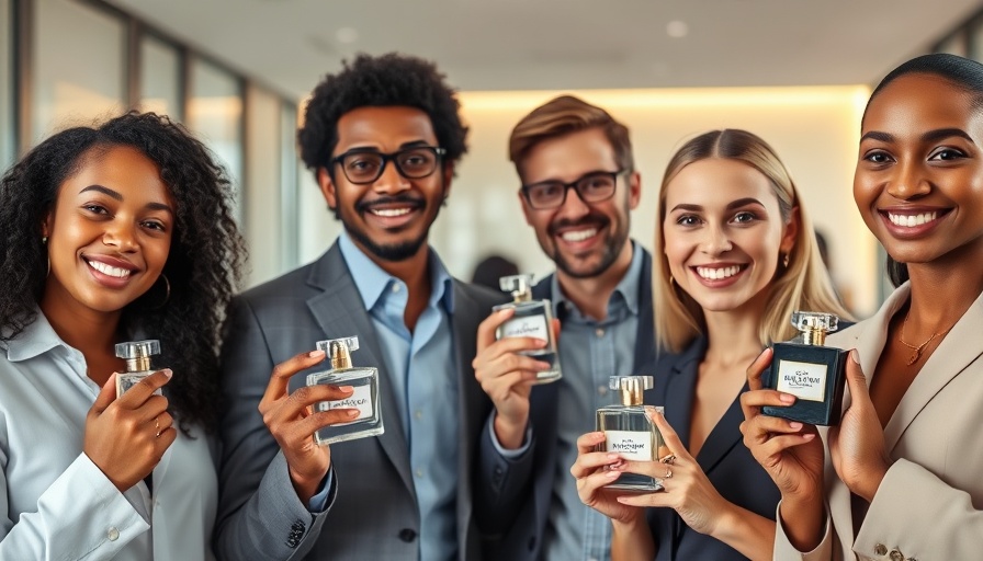 People showcasing best office fragrances in a modern setting.