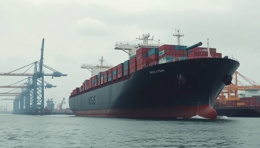 Cargo ship at a Red Sea port highlighting regional dynamics.