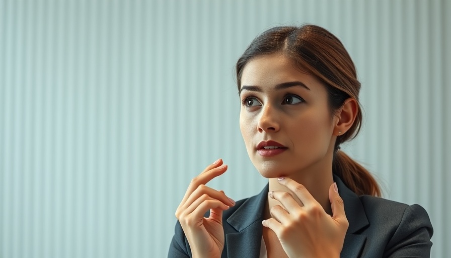 Focused woman explaining managing acne prone skin care.