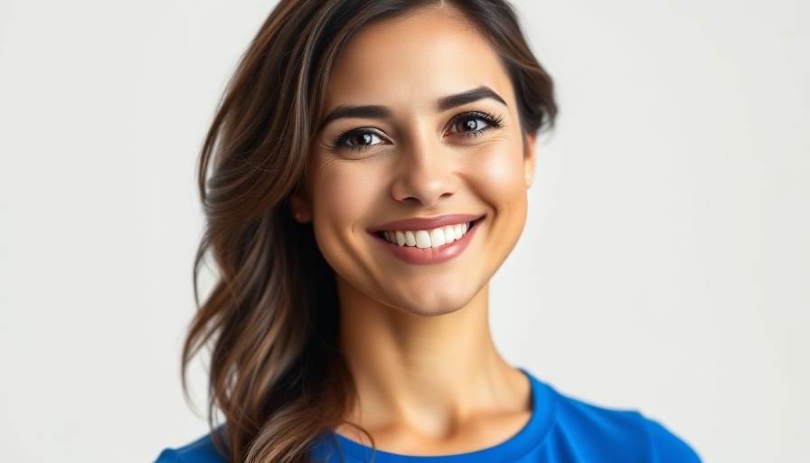Professional portrait woman in blue, related to Johnson & Johnson Vision Care.