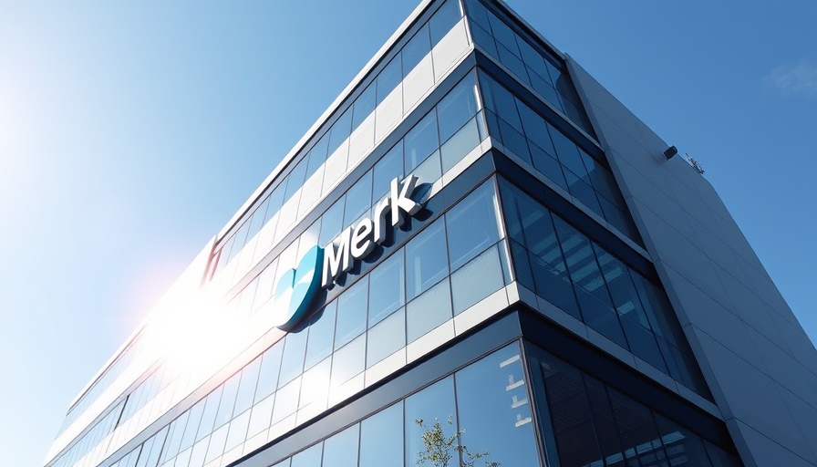 Merck corporate building showcasing logo, symbolizing innovation in HIV treatment.