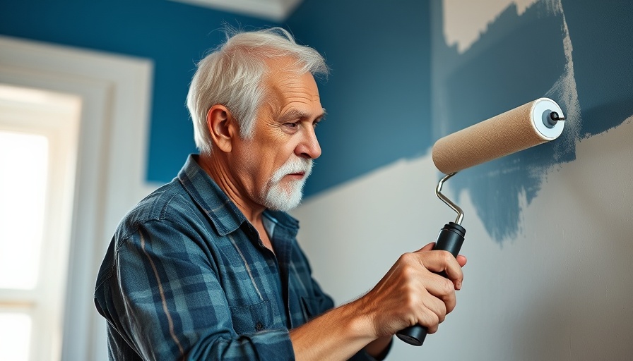 Older man painting a wall to eliminate roller lines.