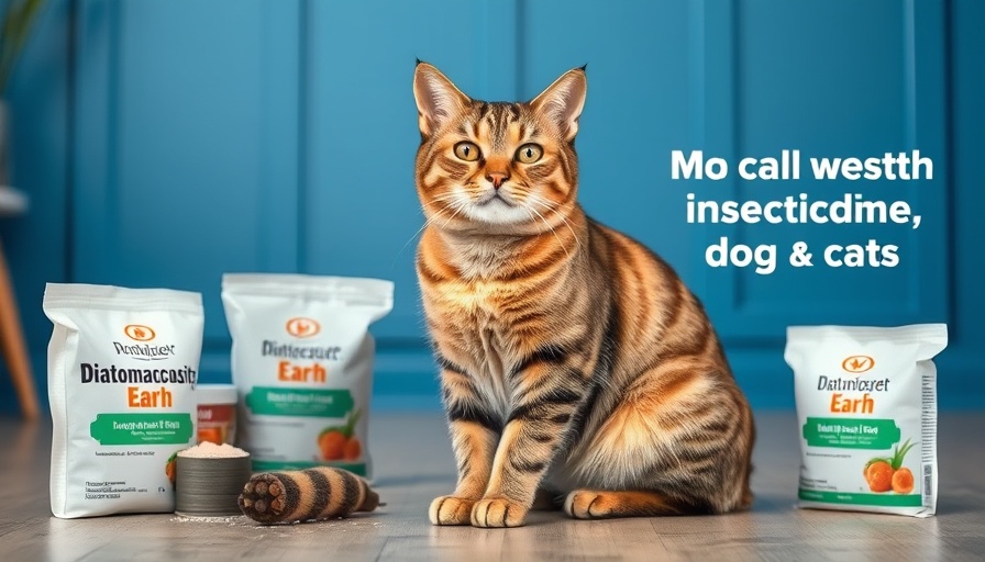 Diatomaceous Earth for Pets: Tabby cat with natural insecticide products.