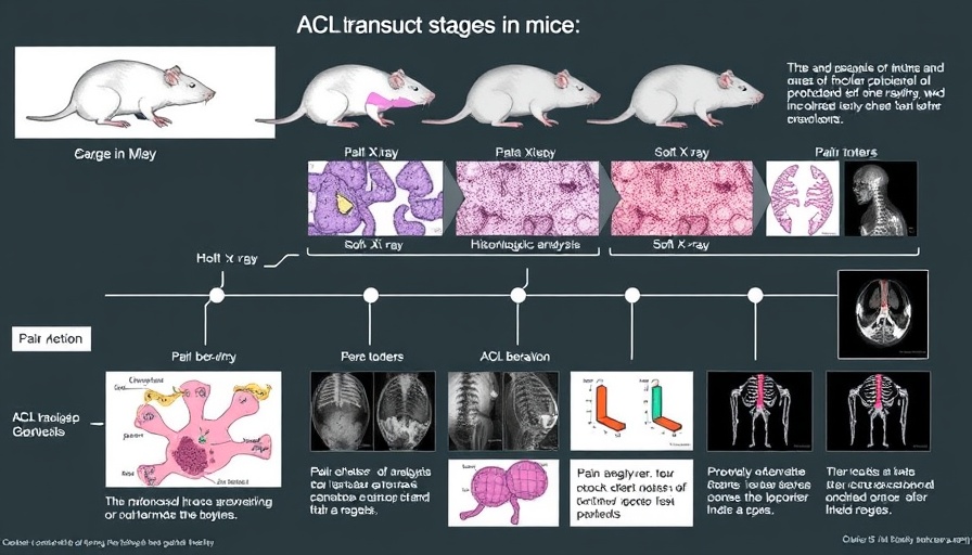 Diagram of ACL transection study with timeline showing histological analysis and pain behavior tests